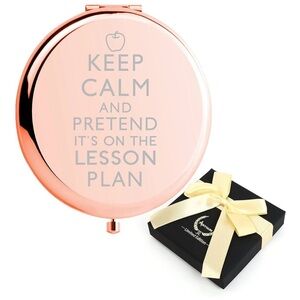 Teacher Gift - Rose Gold Compact Mirror with Fun Quote